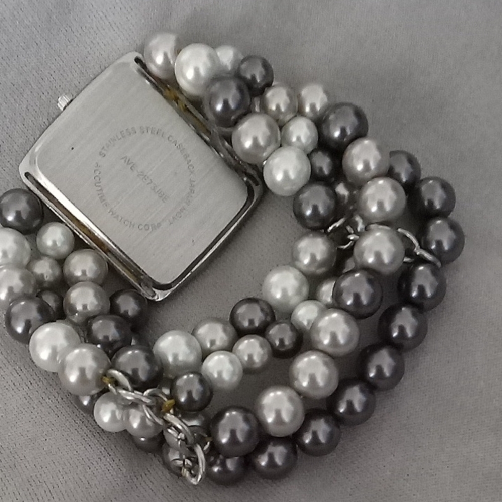 Avenue Silver-Tone Pearl Bead Bracelet Watch - Picture 3 of 3